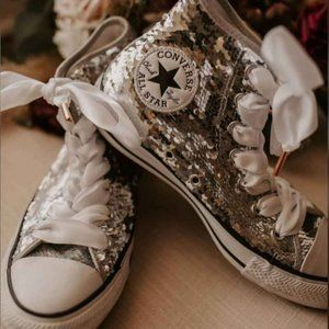 Sequin Converse high tops- worn once